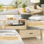 Ensemble de 2 grandes tables de chevet 24 po avec station de charge, pieds de poteaux ronds et 2 tiroirs avec tablette ouverte-118662936-118662939