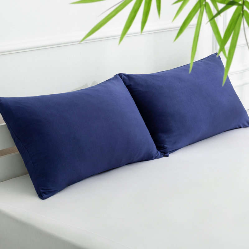 Taies d'oreiller confortables rafraîchissantes en rayonne de bambou, Taies d'oreiller pour grand lit, Bleu marine