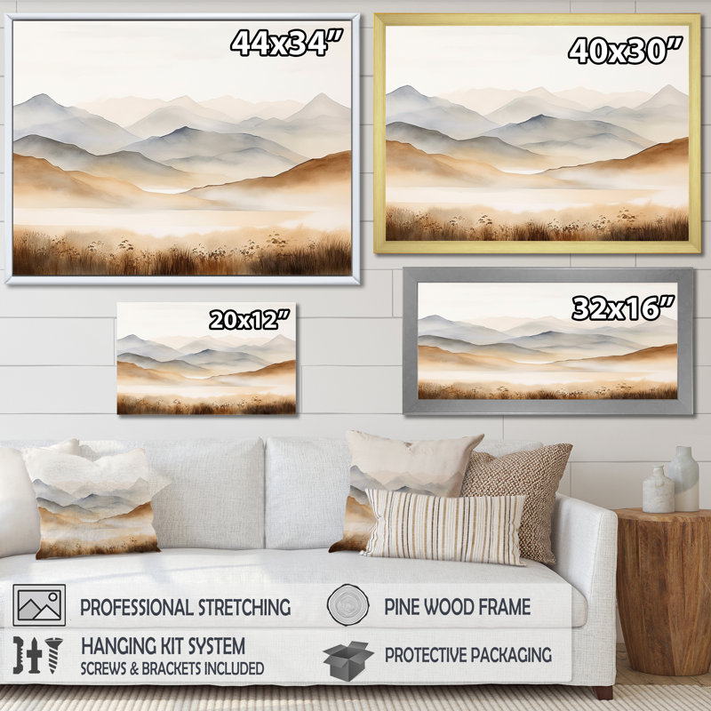 Mountain Silent Beauty II, H 12 po x l 20 po x P 1 po, Cadre simple argenté