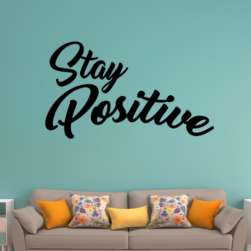 Décalcomanie murale en vinyle à relevage en vinyle positive vivre, H 9 po x l 15 po, Noir