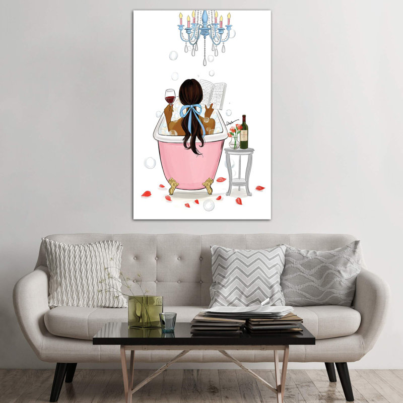 Time For Myself - Black Hair by Rongrong DeVoe - Wrapped Canvas Giclee Art Print, 101.6 cm H x 66.04 cm W x 3.175 cm D