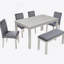 Ensemble de table de salle à manger 6 pièces en bois avec chaises rembourrées et banc, idéal pour les dîners de famille et les rassemblements formels, avec décoration en cristal-733022977-733022988-733022976