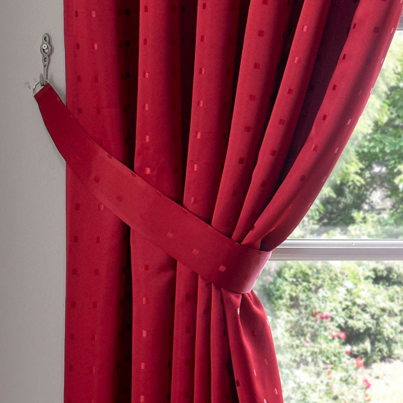 Norush Madison Pencil Pleat Curtains, 229cm Width x 183cm Drop, Red
