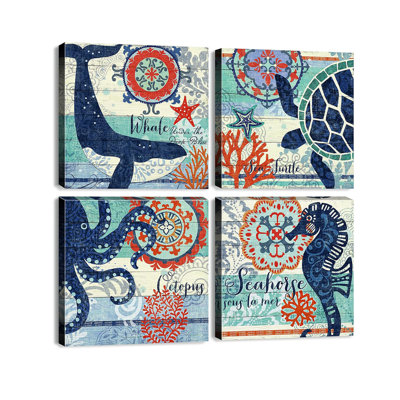 4 Piece Wrapped Canvas Wall Art