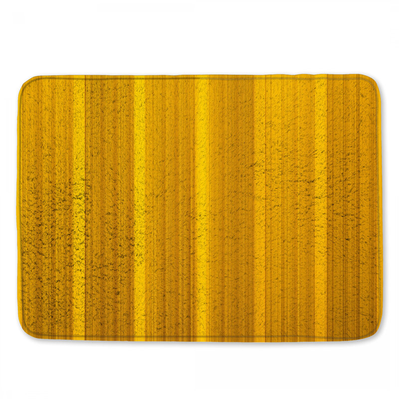 Tapis de bain jaune à rayures verticales, L 34 po x L 21 po