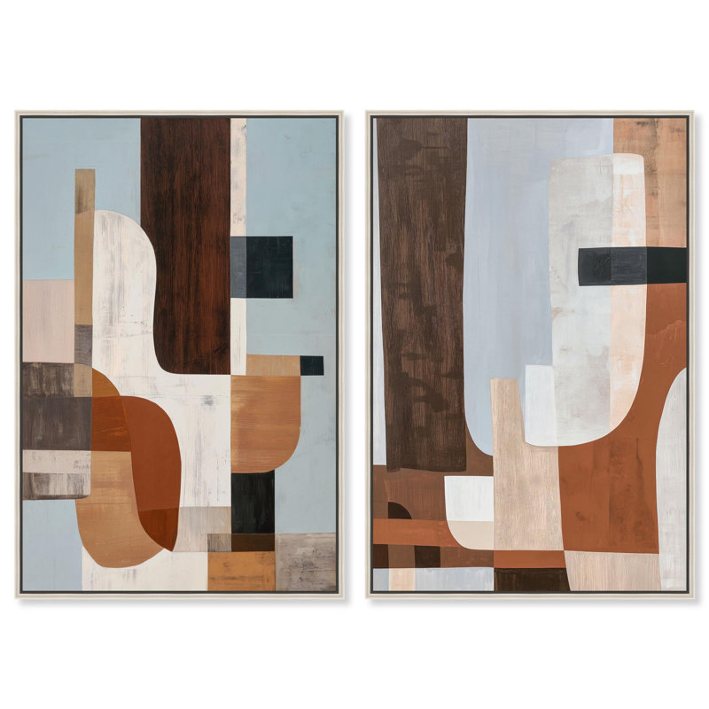 Wood Forms Duo Canvas Print Brown Wall Art Set by Art Remedy, Black Frame, 10 x 15, H 31 po x l 21 po, Silver Frame