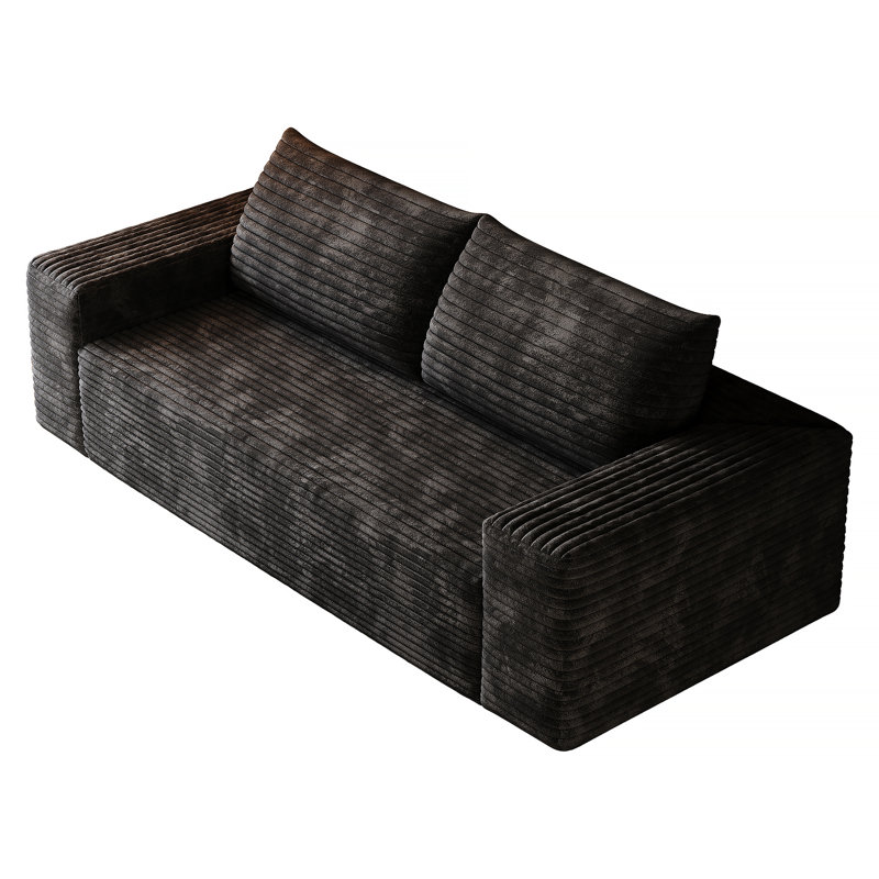 Canapé 63 po 2 places, tissu velours côtelé, sièges profonds, canapé causeuse confortable, sans assemblage, 1 pièce pour salon, chambre à coucher, salle de conférence, appartement, noir