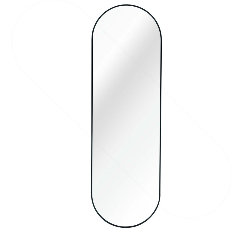 Pill Shaped Full Lenghth Mirror Or Bathroom Mirror, 63" x 20", Black, Oval