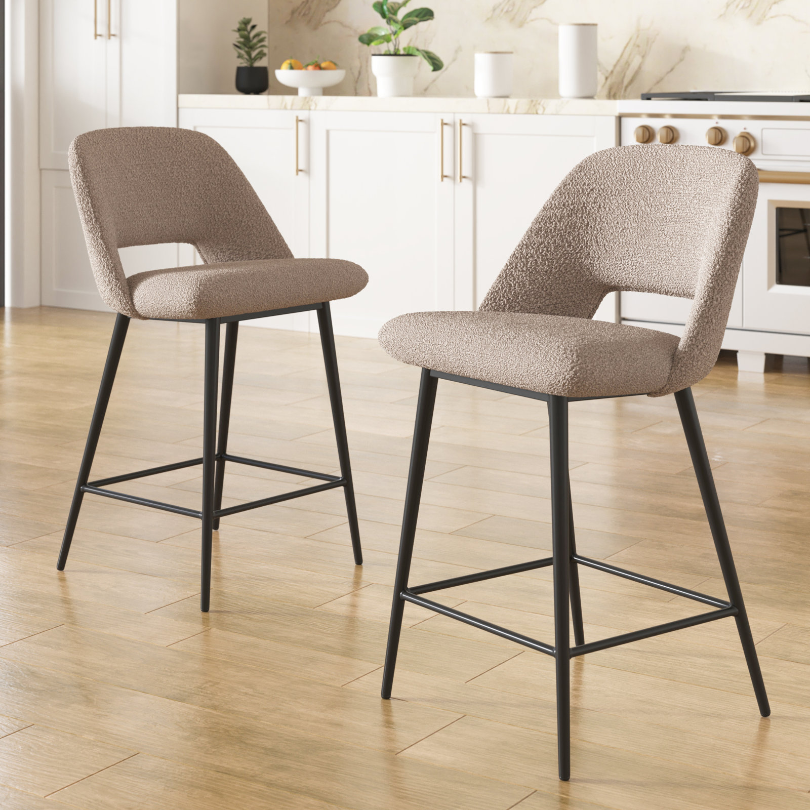 Valdez 29" Bar Stool, Gray Boucle, Counter Height (23” Seat Height)