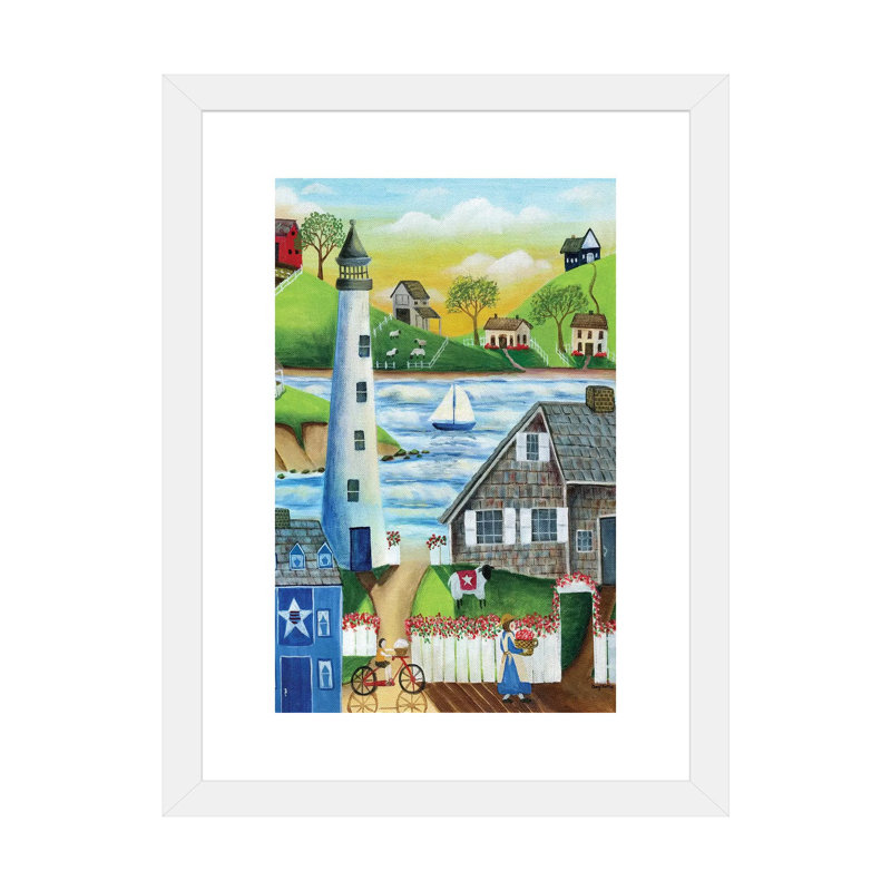 "By the Sea" par Cheryl Bartolo-impression d’art graphique, H 32 po x l 24 po x P 1 po, Papier encadré blanc, Blanc