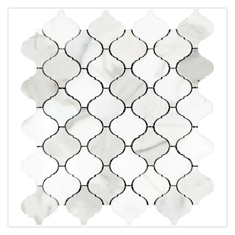 Serena 10 x 11 Calacatta Gold Marble Polished Mosaic Arabesque Tile (3.75 Sq Ft/Case) - 5 Pack