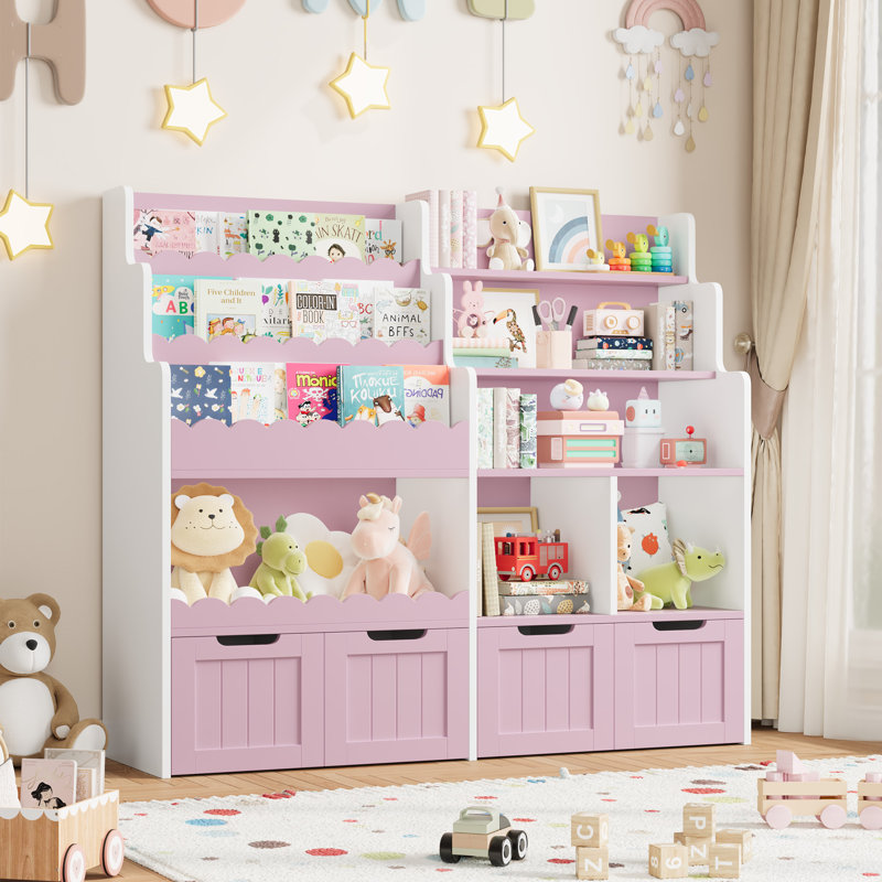 47.2" H Kids Storage Cabinet with 4 Removable Drawers, Pink