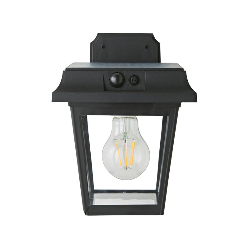 Matte Black 21.5cm H Solar Powered Integrated LED Outdoor Wall Lantern
