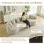 Curved Modular Sofa, Features 6 Cushions, Boneless Design, Cloud-Style Comfort Sofa, Upholstered in Chenille, Deep-Seated Design, Light khaki