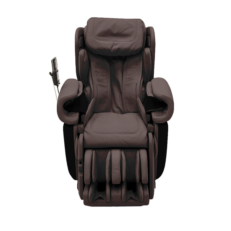 Faux Leather Heated Massage Chair with Ottoman, Brown Faux Leather