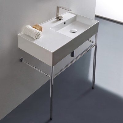 Scarabeo By Nameeks Teorema 2 17.3'' White Ceramic Rectangular Bathroom Sink with Overflow