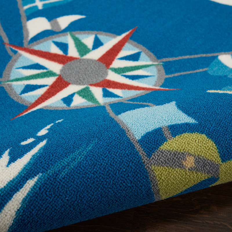 Blue Diamond Nautical Reversible 4' x 6' Synthetic Area Rug