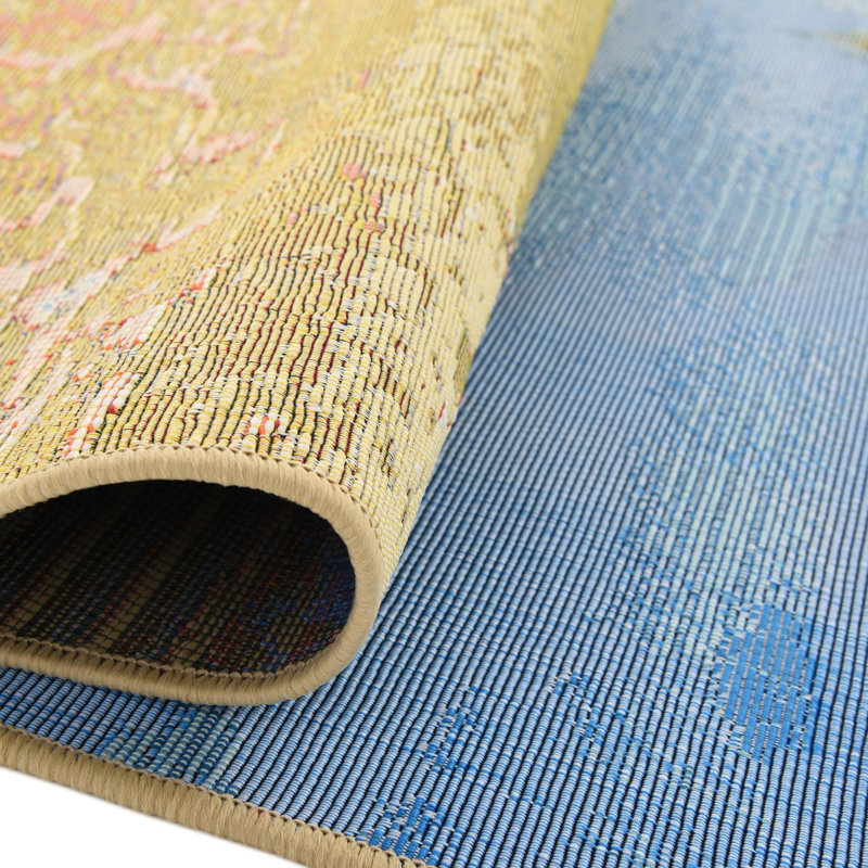 Multi Provincetown Indoor/Outdoor Coastal Rug, Round 7'10"