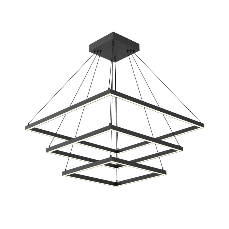 Piazza LED Chandelier, Black, 3, 1.375" H x 31.5" W x 31.5" D