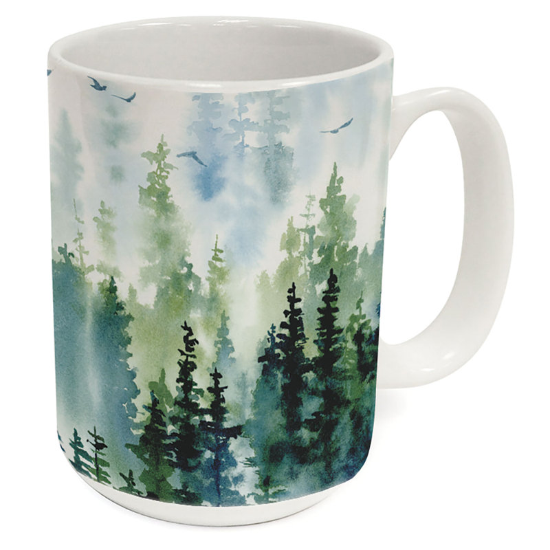 Misty Tree Line 15 oz. Tasse décorative en céramique