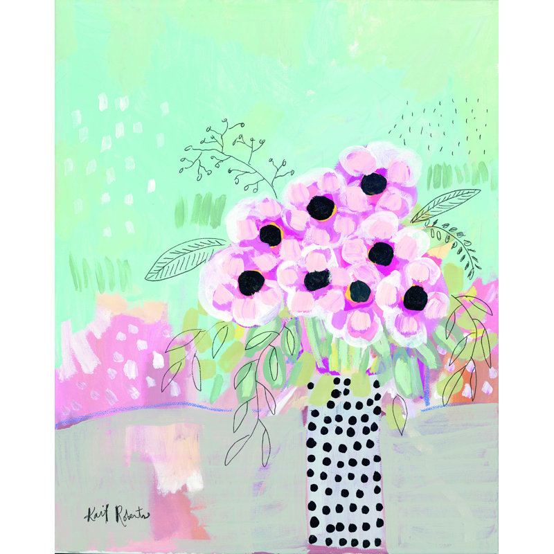 " Dots & Flowers ", 16" H x 12" W