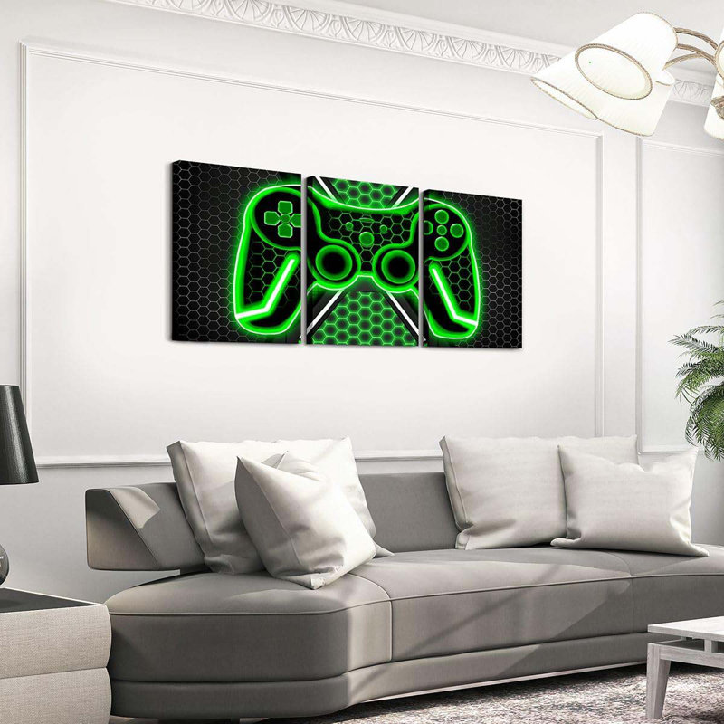 3 Piece Wrapped Canvas Print, Green