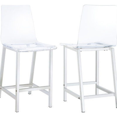 Tabourets transparents et à hauteur de comptoir de 2 - Bar en acrylique moderne avec repose-pieds sécurisés pour les sièges de salle à manger 2Pcs