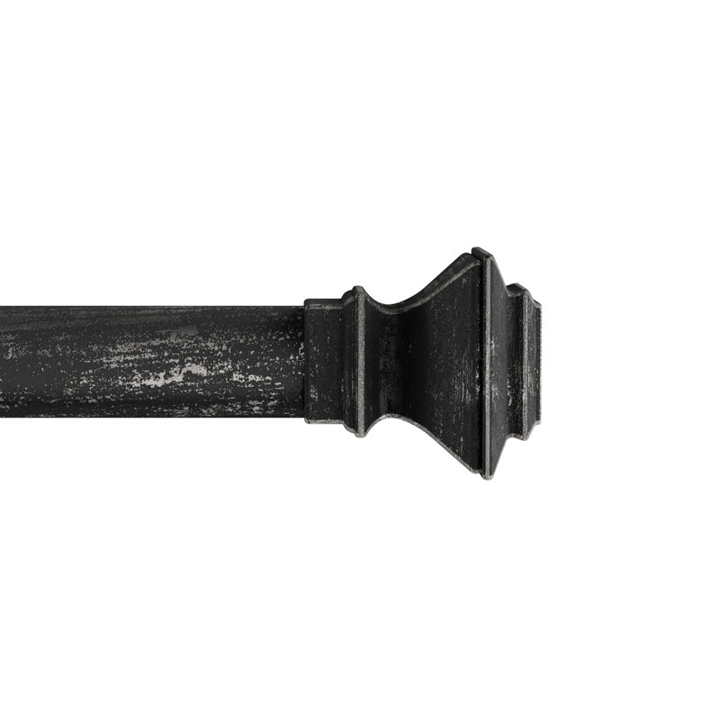 Tringle à rideaux - faîteaux carrés modernes - noir 66 à 120 po, Noir antique