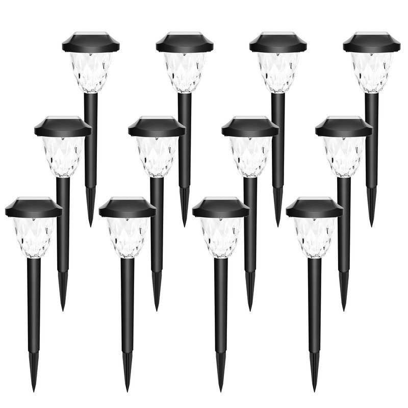 12 Pack Solar Pathway Lights, Waterproof Auto On/Off Outdoor Solar Lights for Garden,Walkway and Driveway,2800K