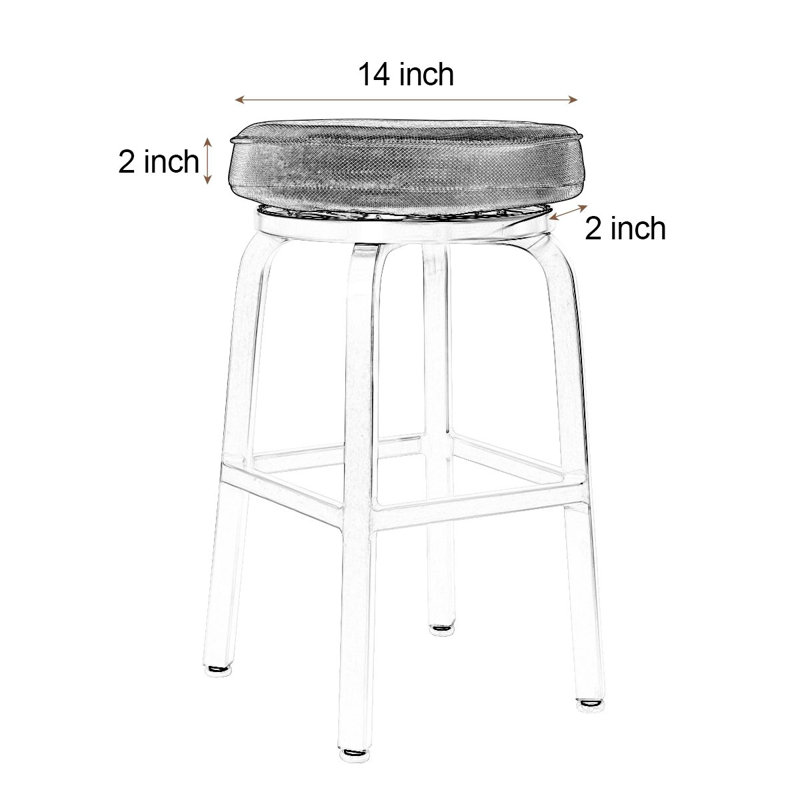 Bar Stool Cushions, Memory Foam Round Bar Stool Covers With Non-Slip Backing And Elastic Band, 14", Navy