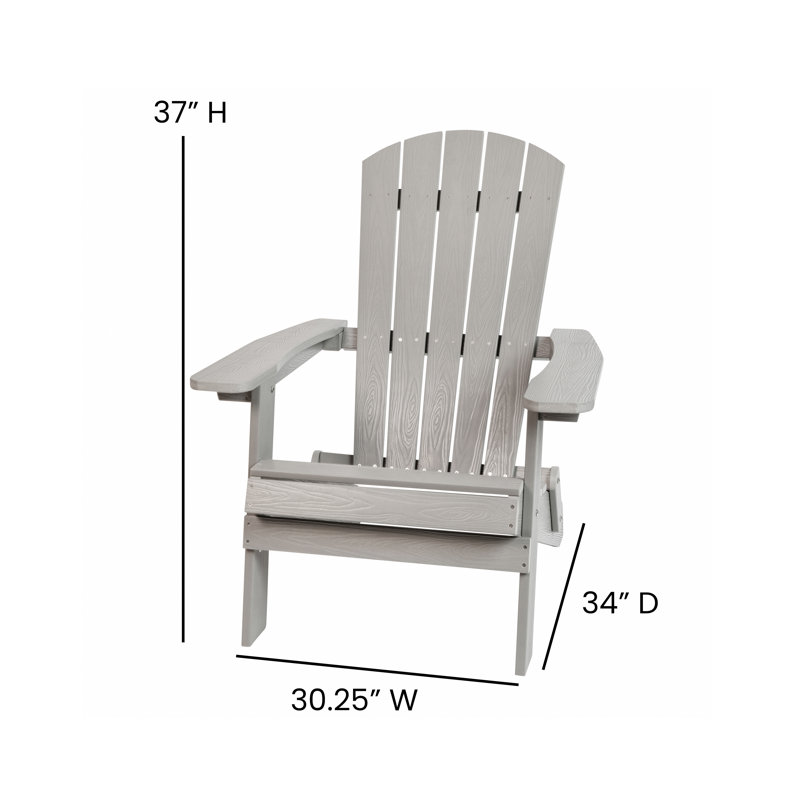 Balasi Indoor/Outdoor Folding Adirondack Chairs with Side Table, Gray