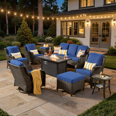 Amerissa 7 - Person Patio Conversation Set with Cushions