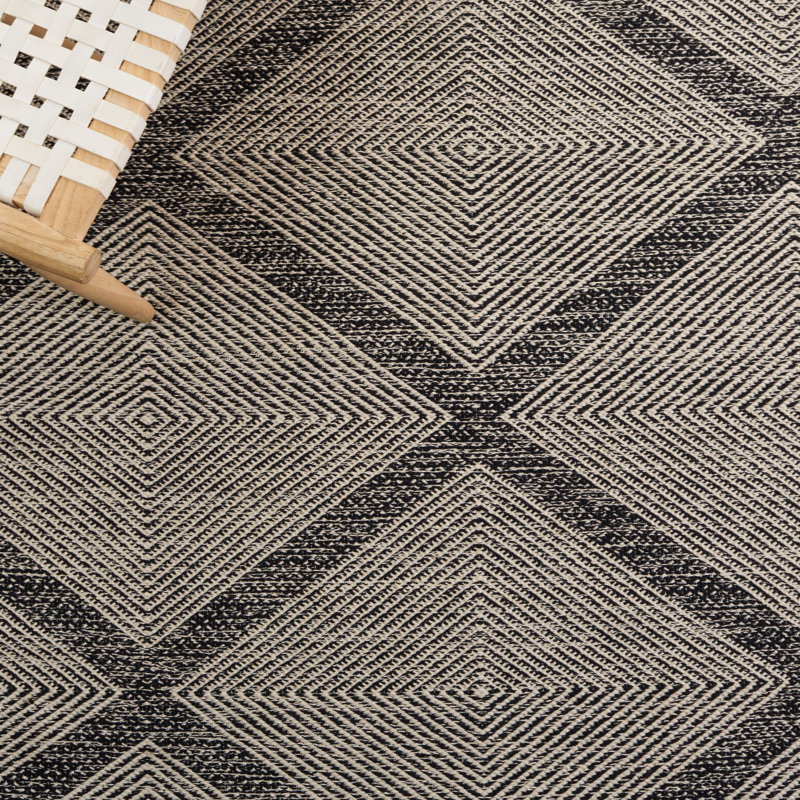 Abberton Hand Woven Cotton Geometric Rug, Square 6'