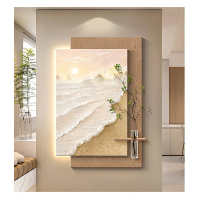 Seren océan voilier art mural panneaux superposés plante vase