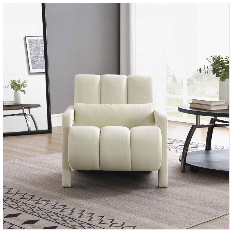 Chaise d'appoint rembourrée en tissu de lin, Blanc