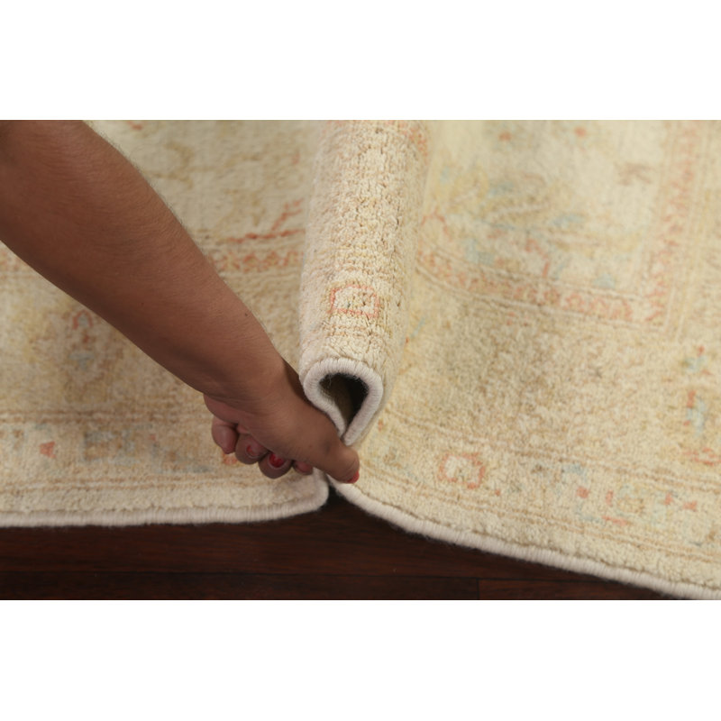 Tapis beige en laine noué à la main de conception unique 4 pi 0 po x 6 pi 2 po Peshawar Chobi