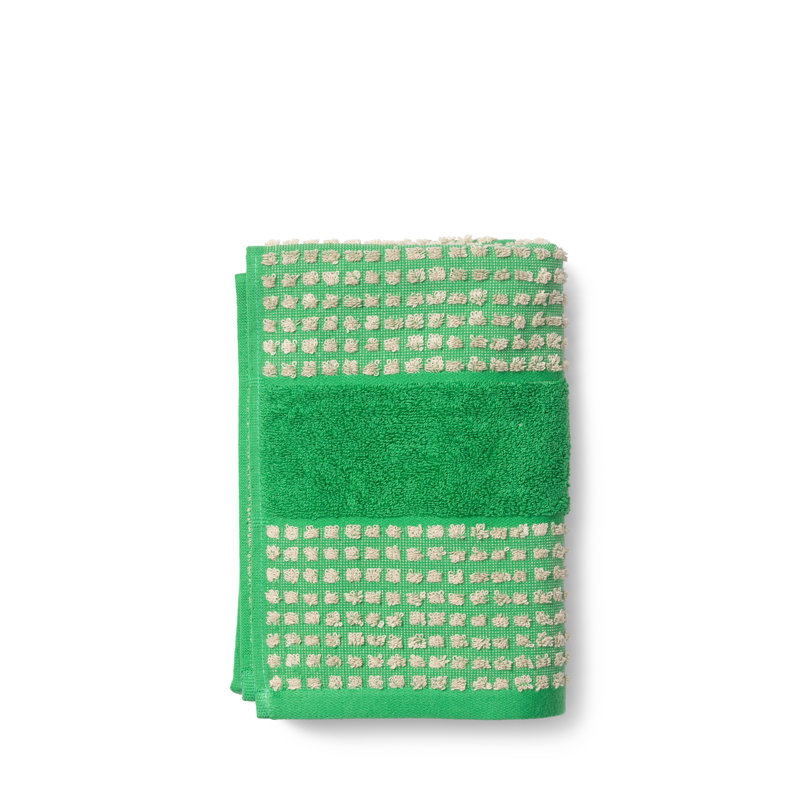 Check Hand Towel 19.7" X 39.4", Green/Sand