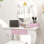 Granada Kids Dressing Table with Mirror Stool Ages 3-6 White and Pink
