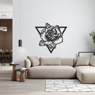 Décoration murale triangulaire avec rose - ACM