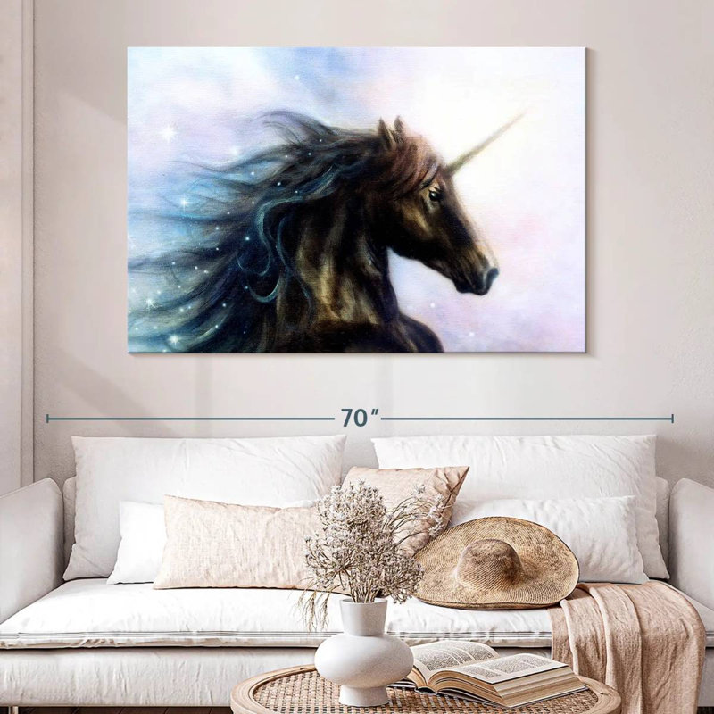 Kelan Black Unicorn, 34" H x 51" W