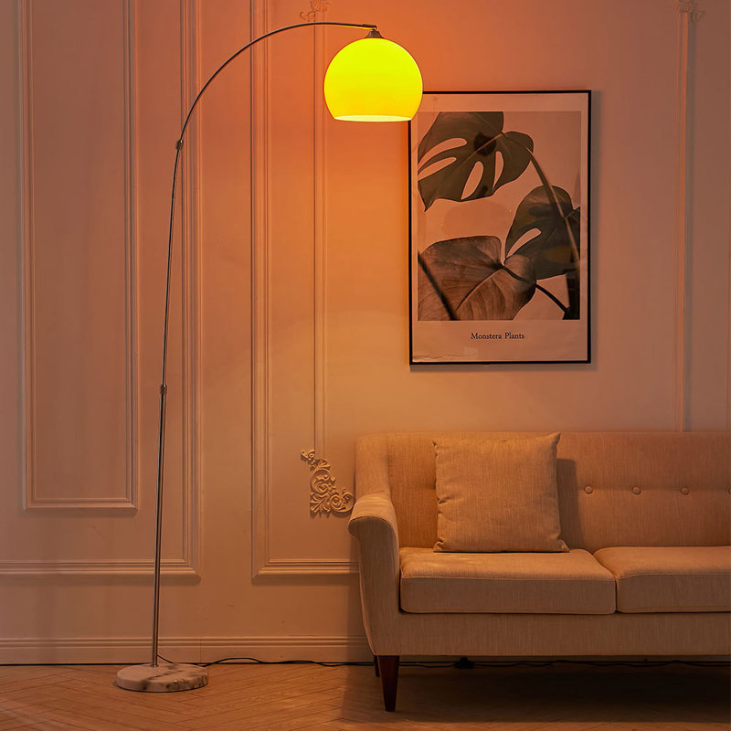 Amersham Arched Floor Lamp with Marble Base, Orange, 130 x 30 x 92 cm