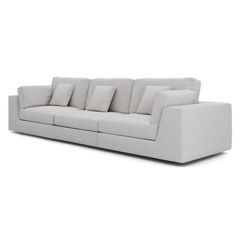 Ensemble de canapé modulaire en tissu Perry, Gris, H 34 po x l 134 po x P 41 po, 3