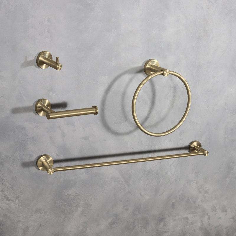 Freya 4 - Piece Bathroom Hardware Set, Brushed Gold