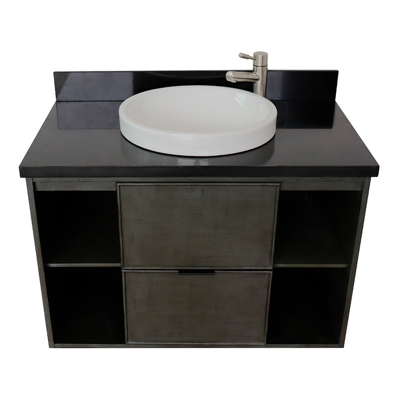 37'' Single Bathroom Vanity with Top, Black Galaxy