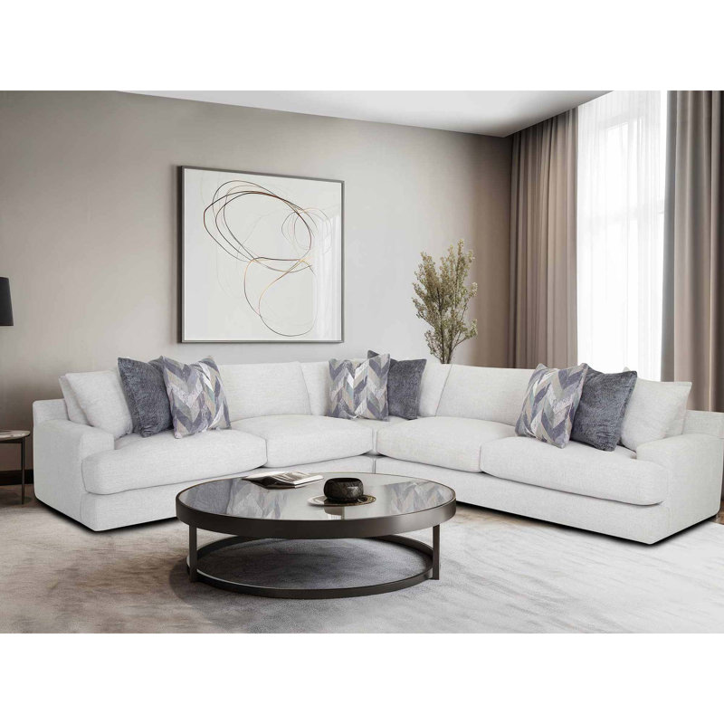 Canapé modulaire symétrique 3 pièces Alla, Polyester blanc