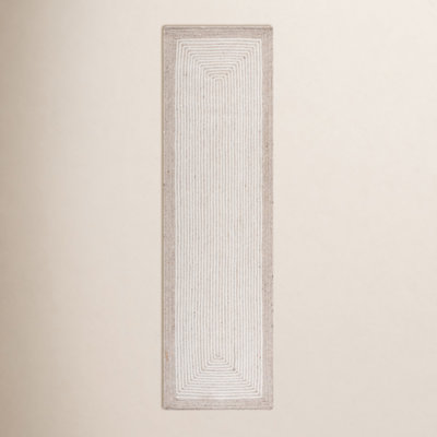 Aria Beige Ivory Hand-Woven Geometric Wool Rug