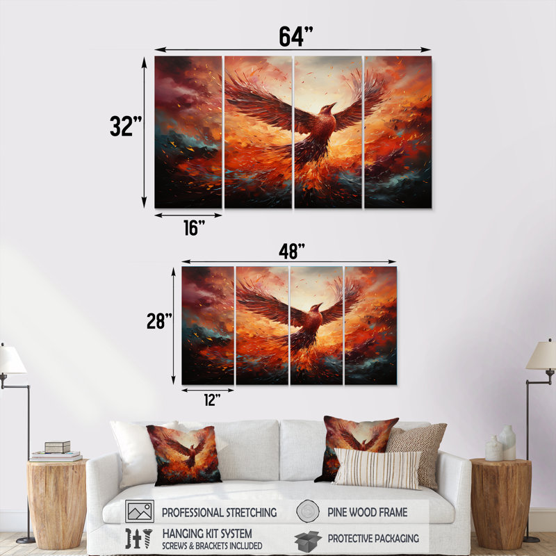 Art mural, 4 pièces, H 28 po x l 48 po
