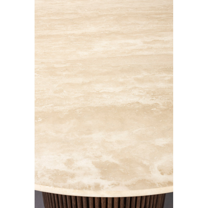 Dining Table Round Stone Top Solid Wood Base Dining Table