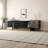 66.7'' TV Stand for TVs up to 70 Inch Light TV Cabinet with 1 Drawer 2 Cabinets Adjustable Shelves White Gold Metal Legs-249781674