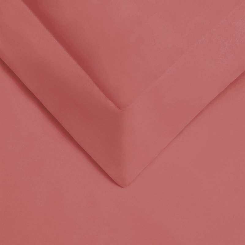 Standard Cotton 530 Thread Count Solid Duvet Cover Set with Pillow Shams, Blush